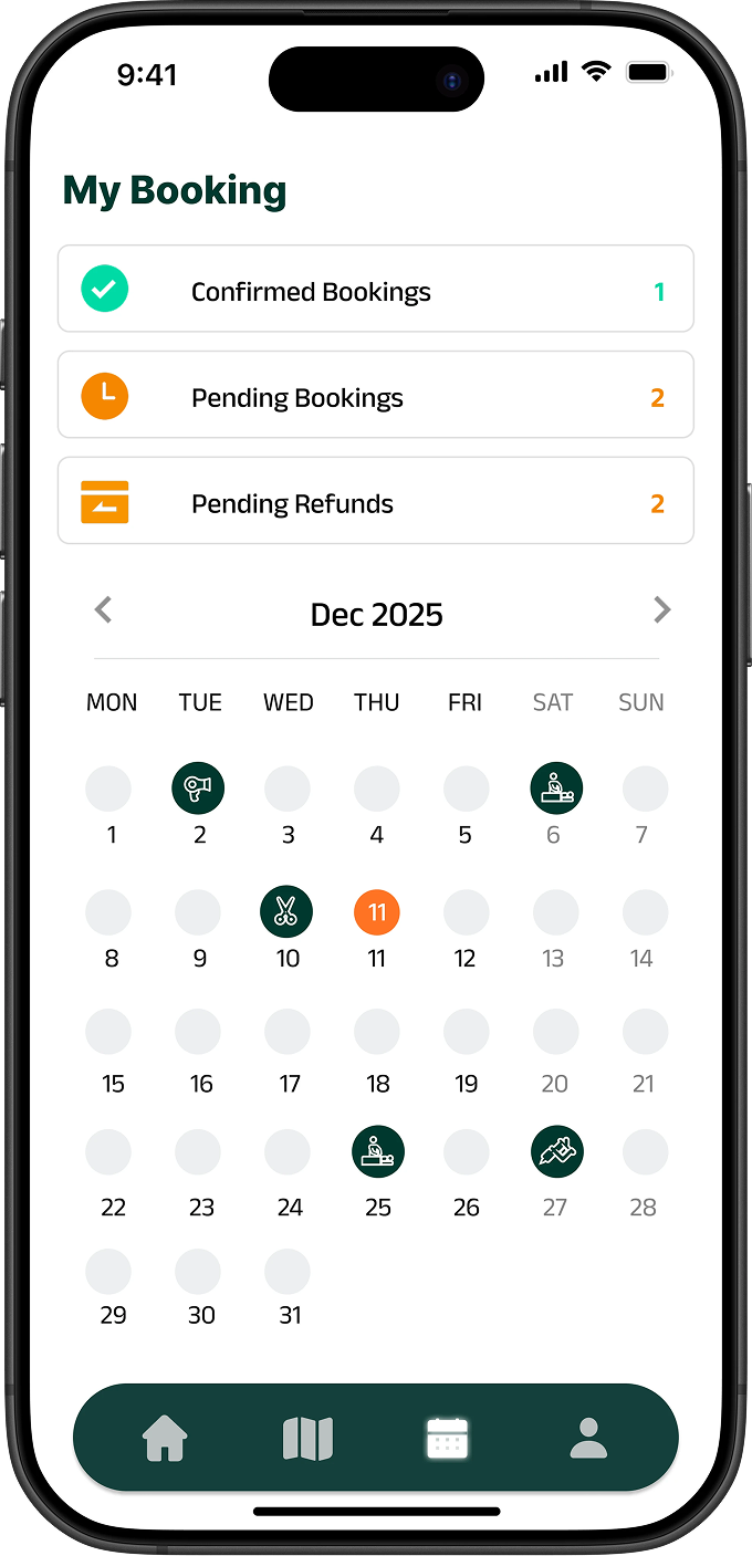 MISE booking screen